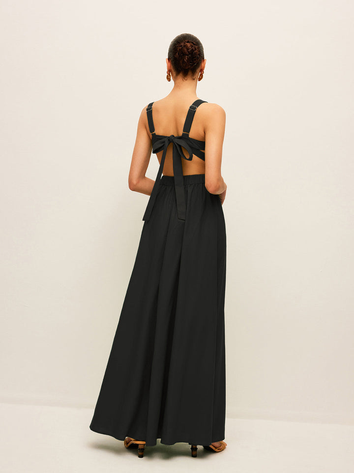 Kleid mit Rückenschnürung aus Baumwolle und Leinen