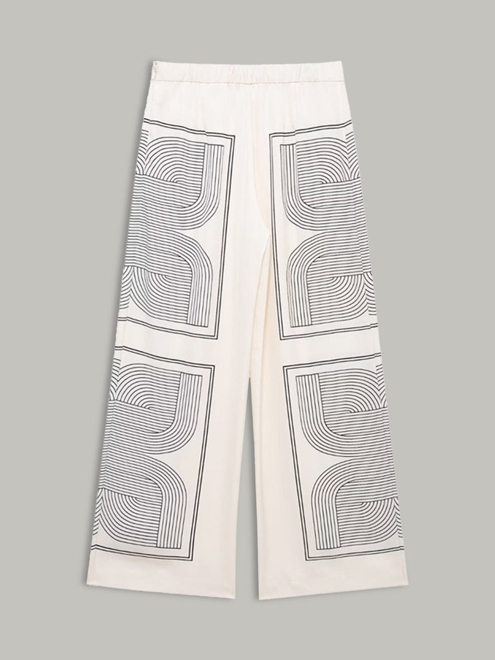 Mittelweite Hose mit geometrischem Print und weitem Bein
