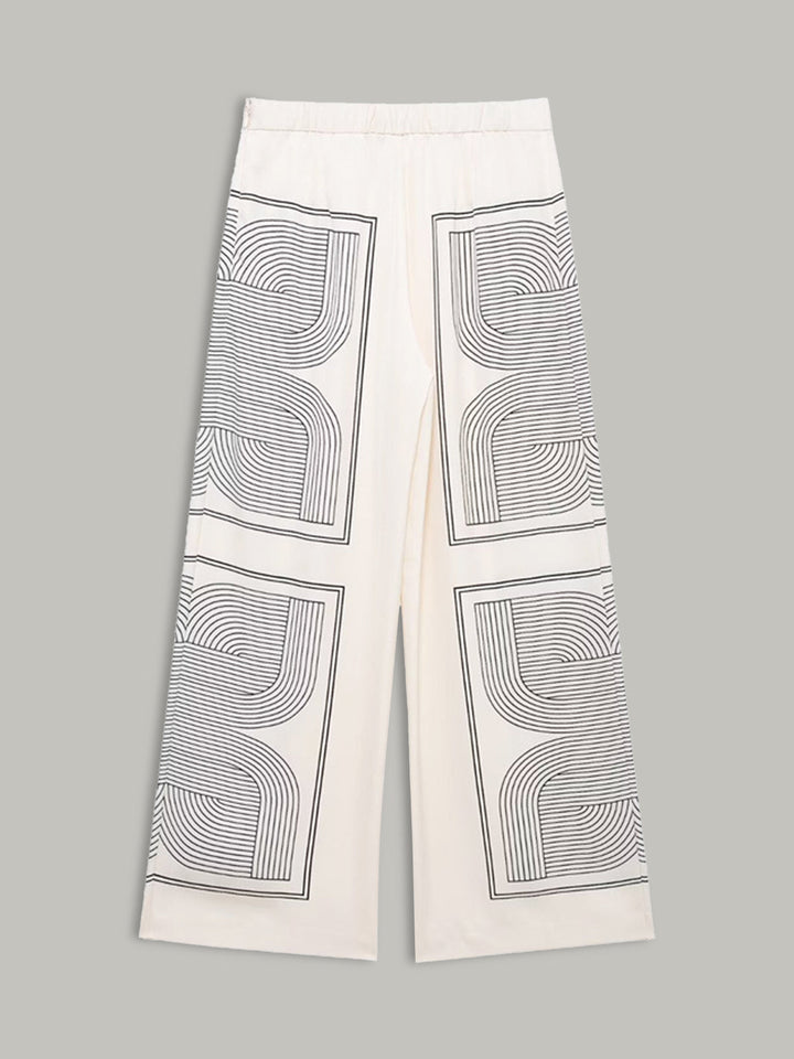 Mittelweite Hose mit geometrischem Print und weitem Bein