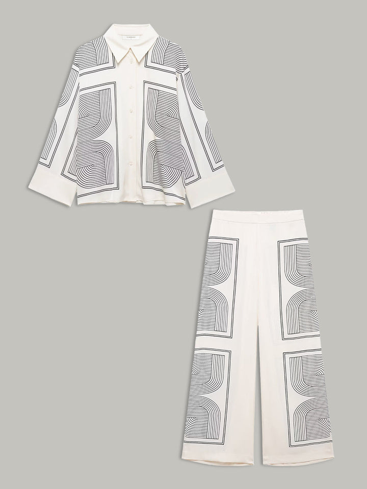 Mittelweite Hose mit geometrischem Print und weitem Bein