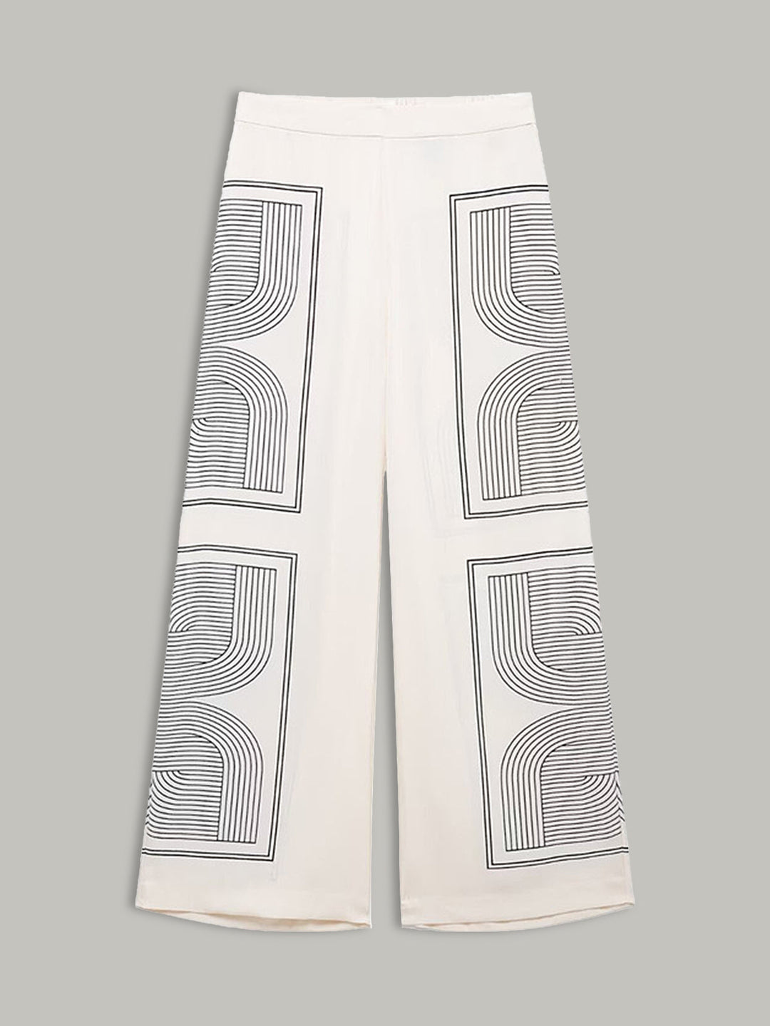 Mittelweite Hose mit geometrischem Print und weitem Bein