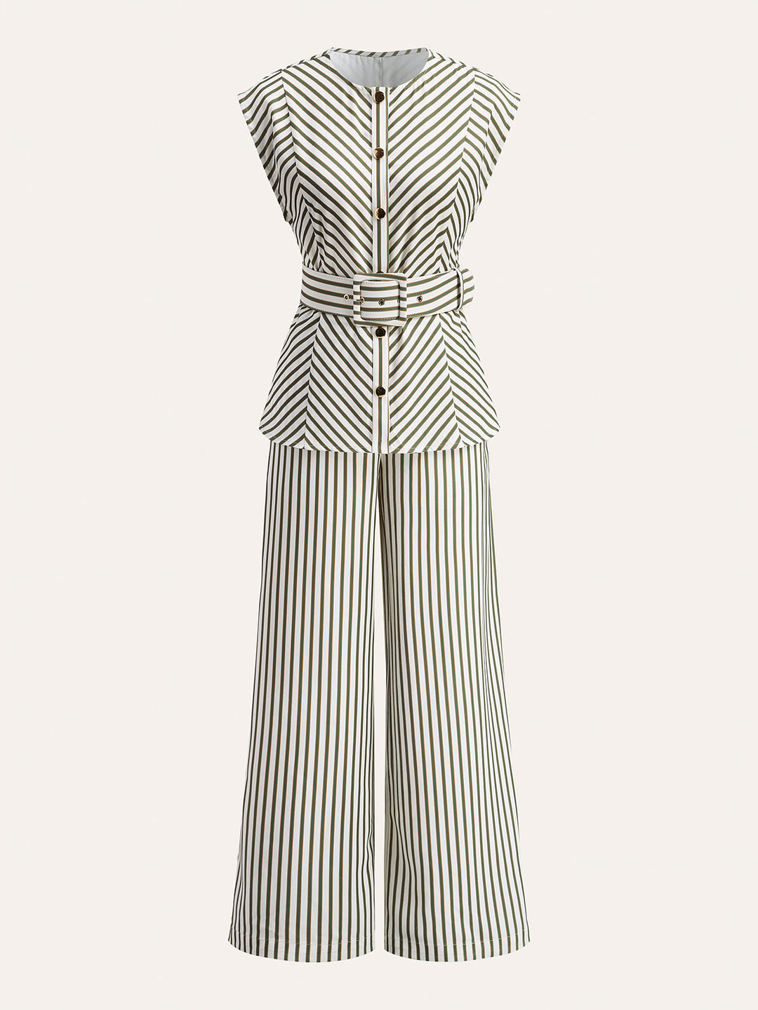 Gestreiftes Rundhals-Shirt Aus Metall Mit Gürtel