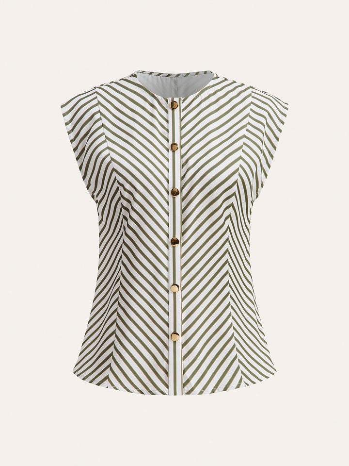 Gestreiftes Rundhals-Shirt Aus Metall Mit Gürtel