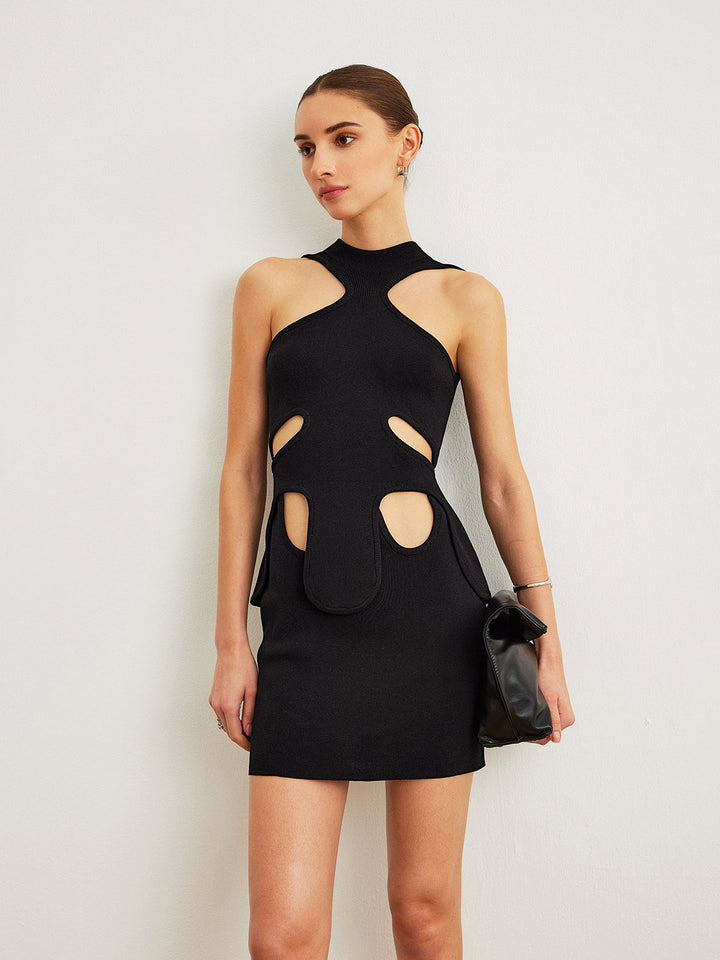 Cut-Out Halter Kleid