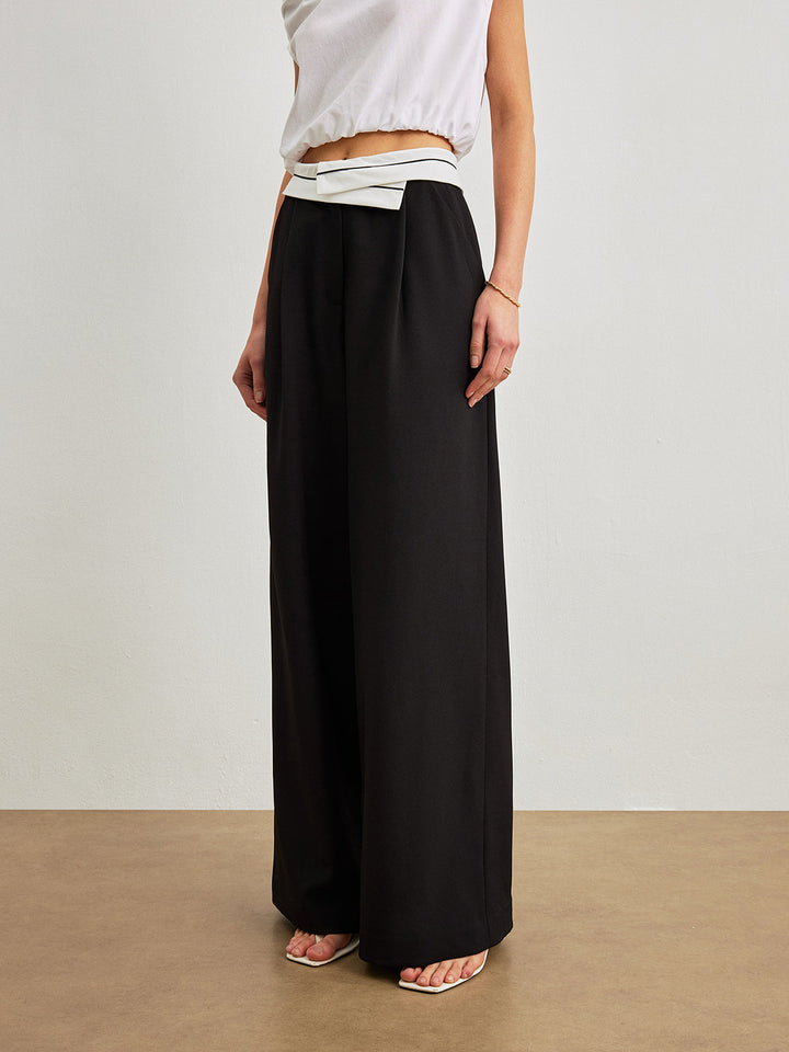 Mid-Waist Hose Mit Taschen & Kontrastbund