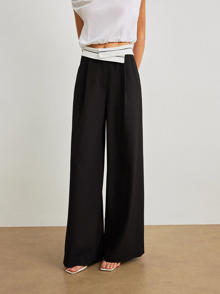 Mid-Waist Hose Mit Taschen & Kontrastbund