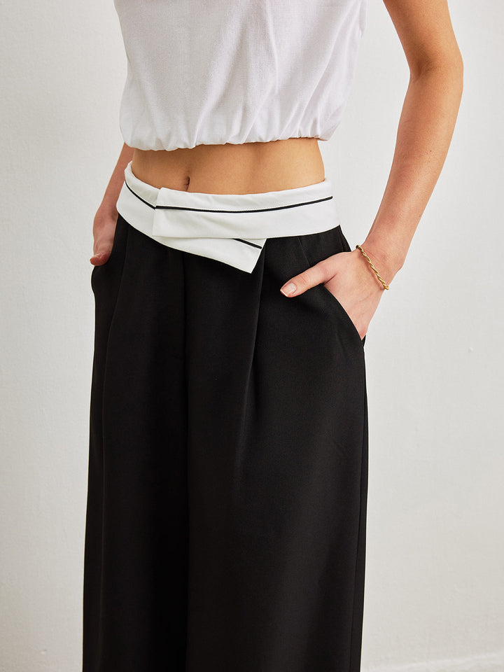 Mid-Waist Hose Mit Taschen & Kontrastbund