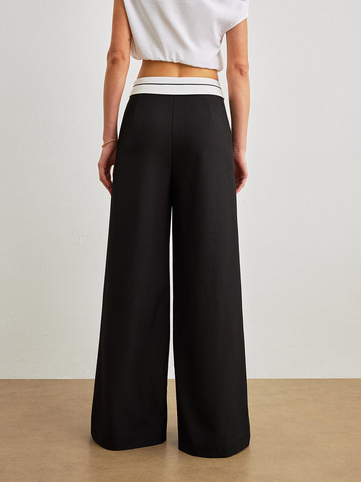 Mid-Waist Hose Mit Taschen & Kontrastbund