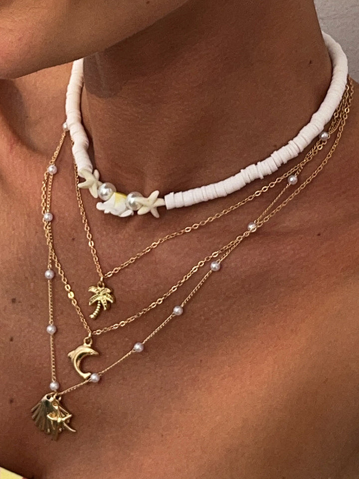 Legierungsmischung Halskette im Strandstil mit mehreren Ebenen