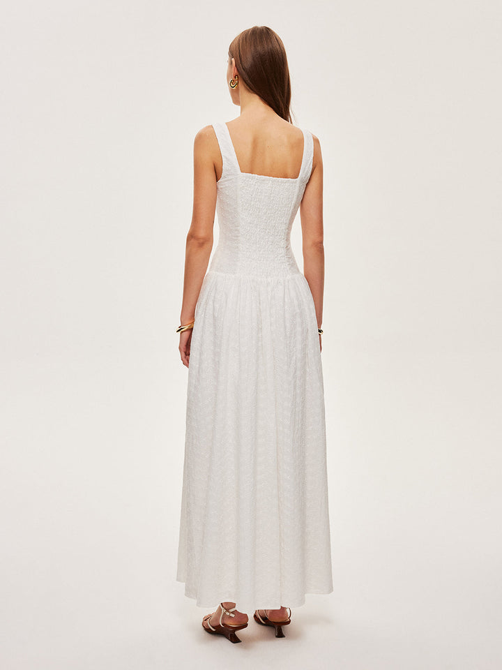 Kleid mit durchgehender Knopfleiste aus Baumwolle und ärmellosem Design