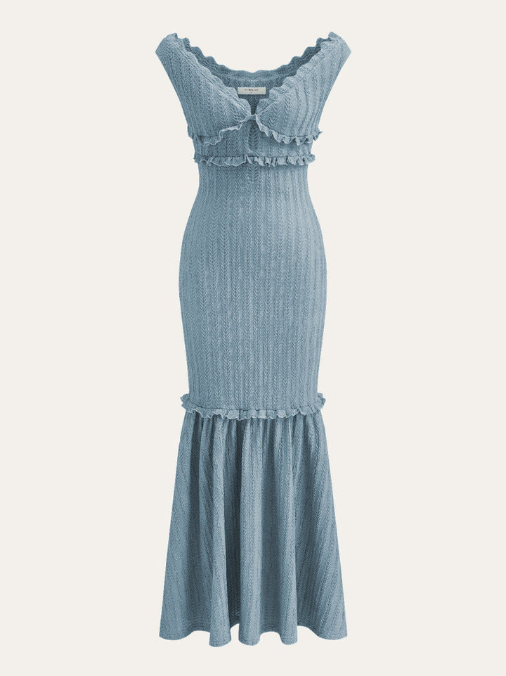 Kleid mit Rüschen-Detail und schulterfreiem Ausschnitt