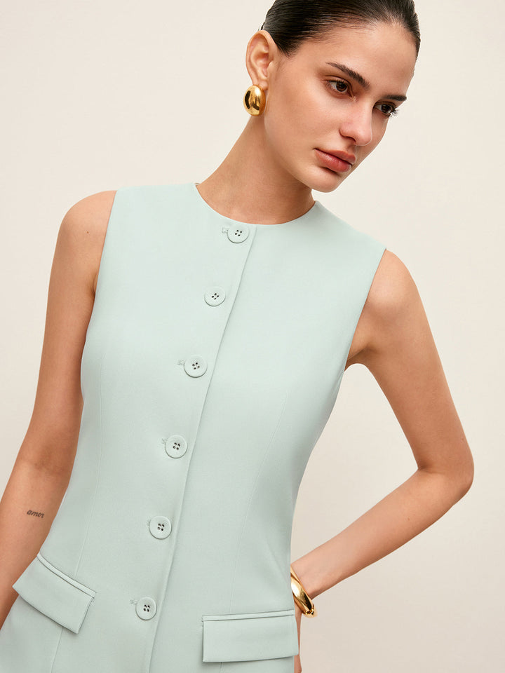 Button Front Kleid Mit Taschen
