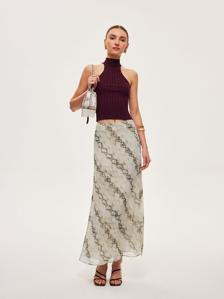 Mid-Waist Print Flowy Rock