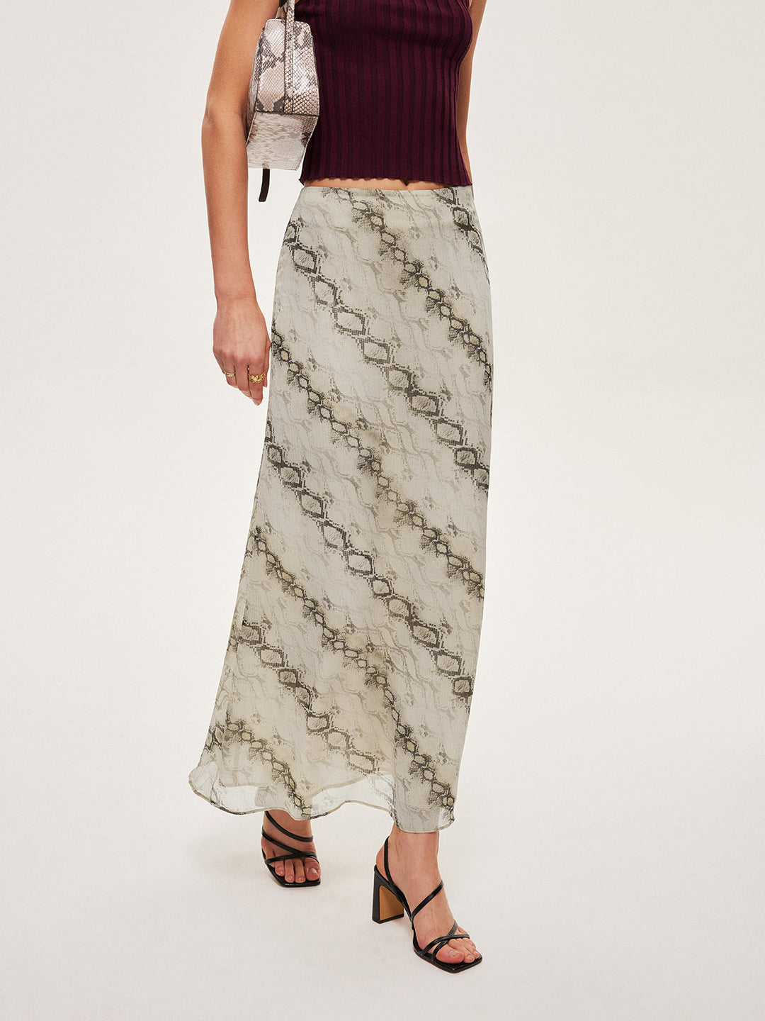 Mid-Waist Print Flowy Rock