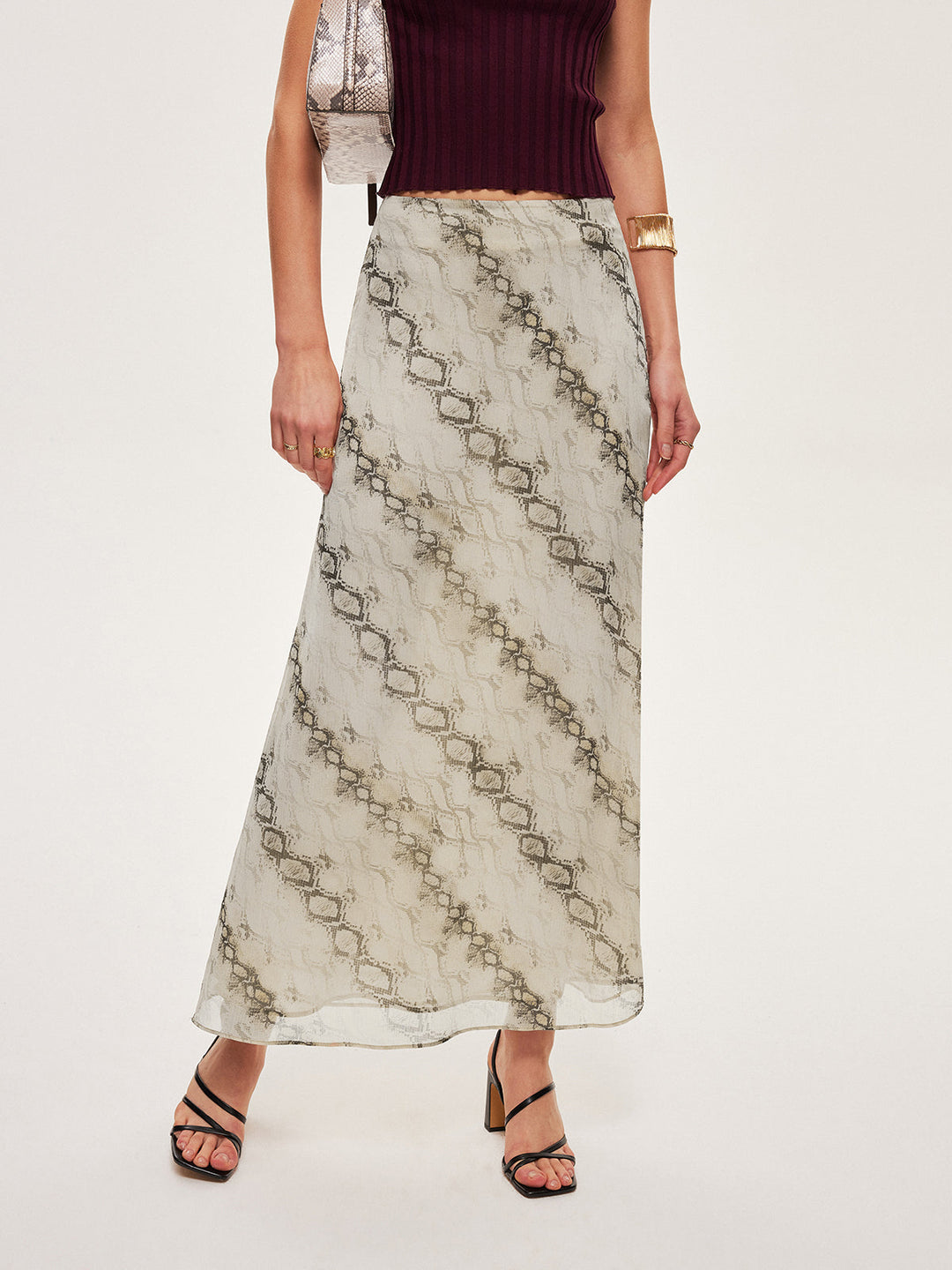 Mid-Waist Print Flowy Rock