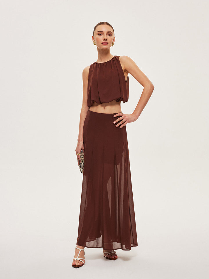 Chiffon ärmelloses Crop Top