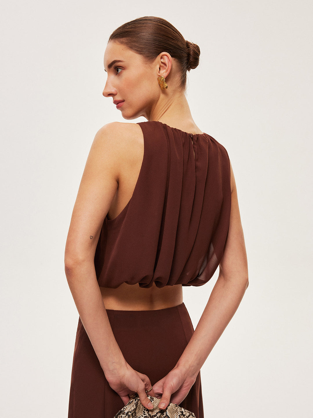 Chiffon ärmelloses Crop Top