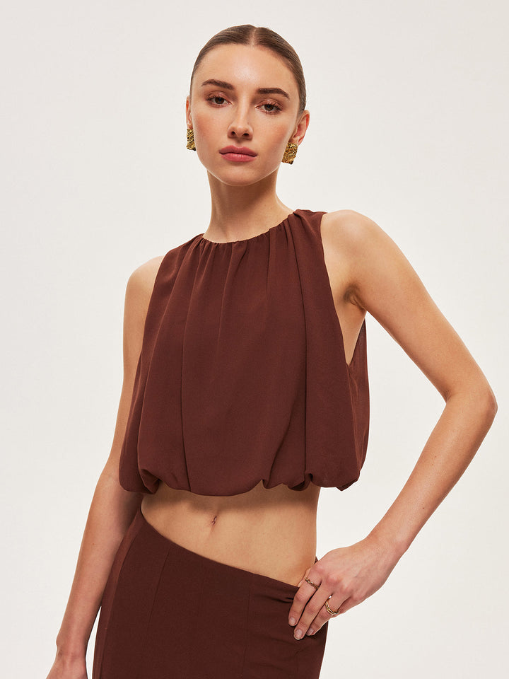 Chiffon ärmelloses Crop Top