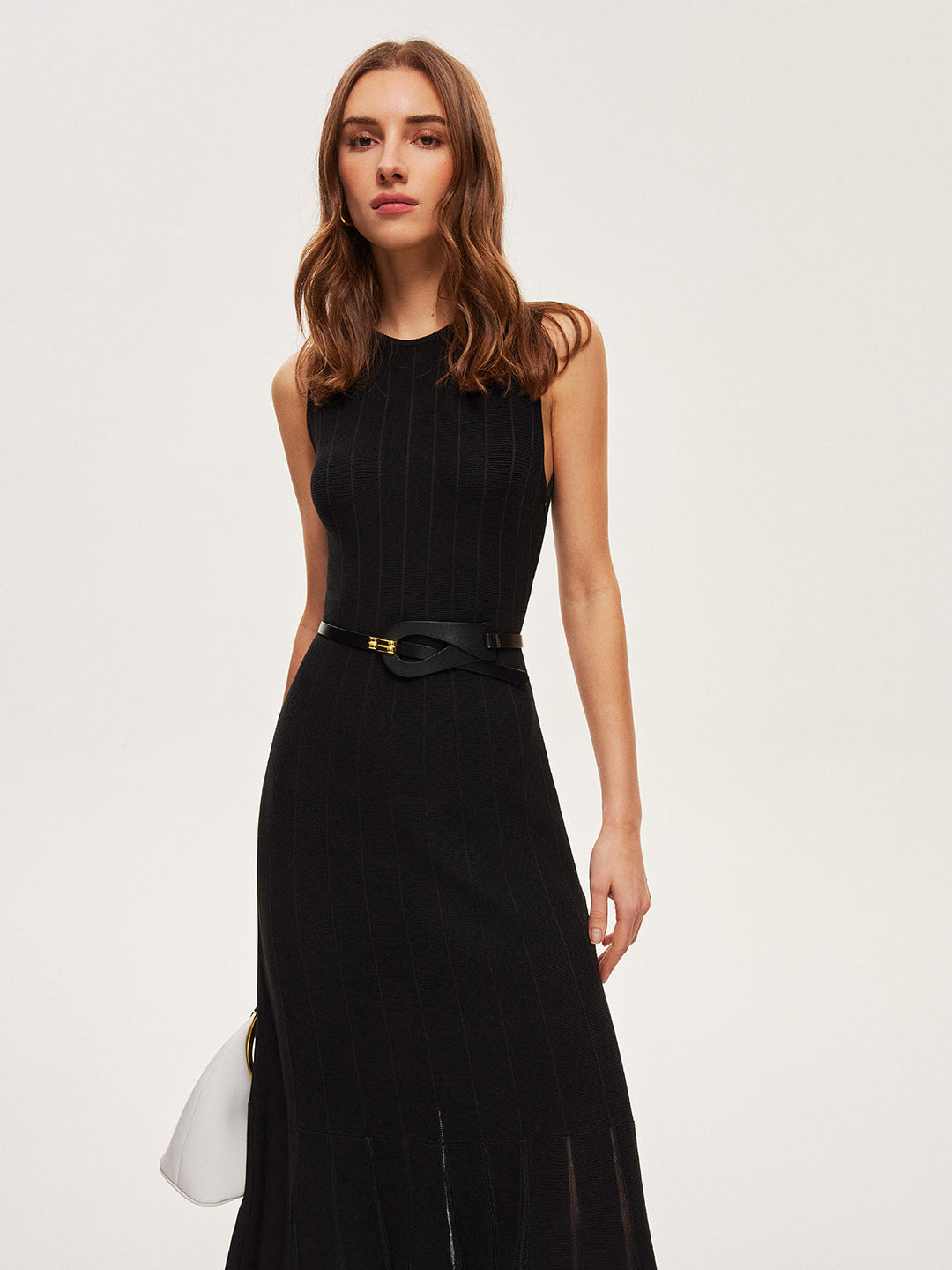 Halbtransparente Mesh-Kleid mit Glockenärmeln ohne Gürtel