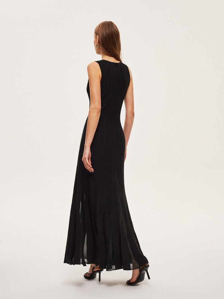 Halbtransparente Mesh-Kleid mit Glockenärmeln ohne Gürtel