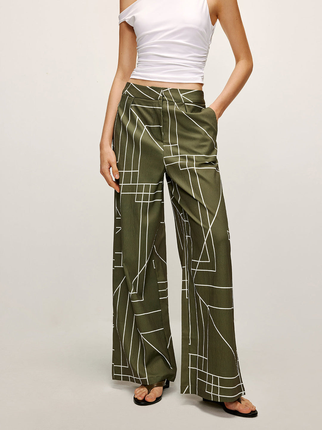 Bedruckte Hosen mit weitem Bein