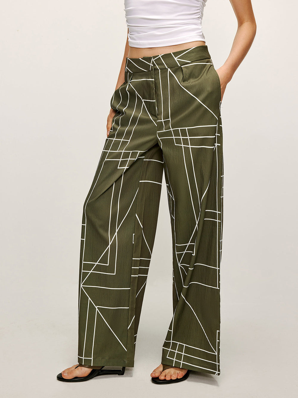 Bedruckte Hosen mit weitem Bein