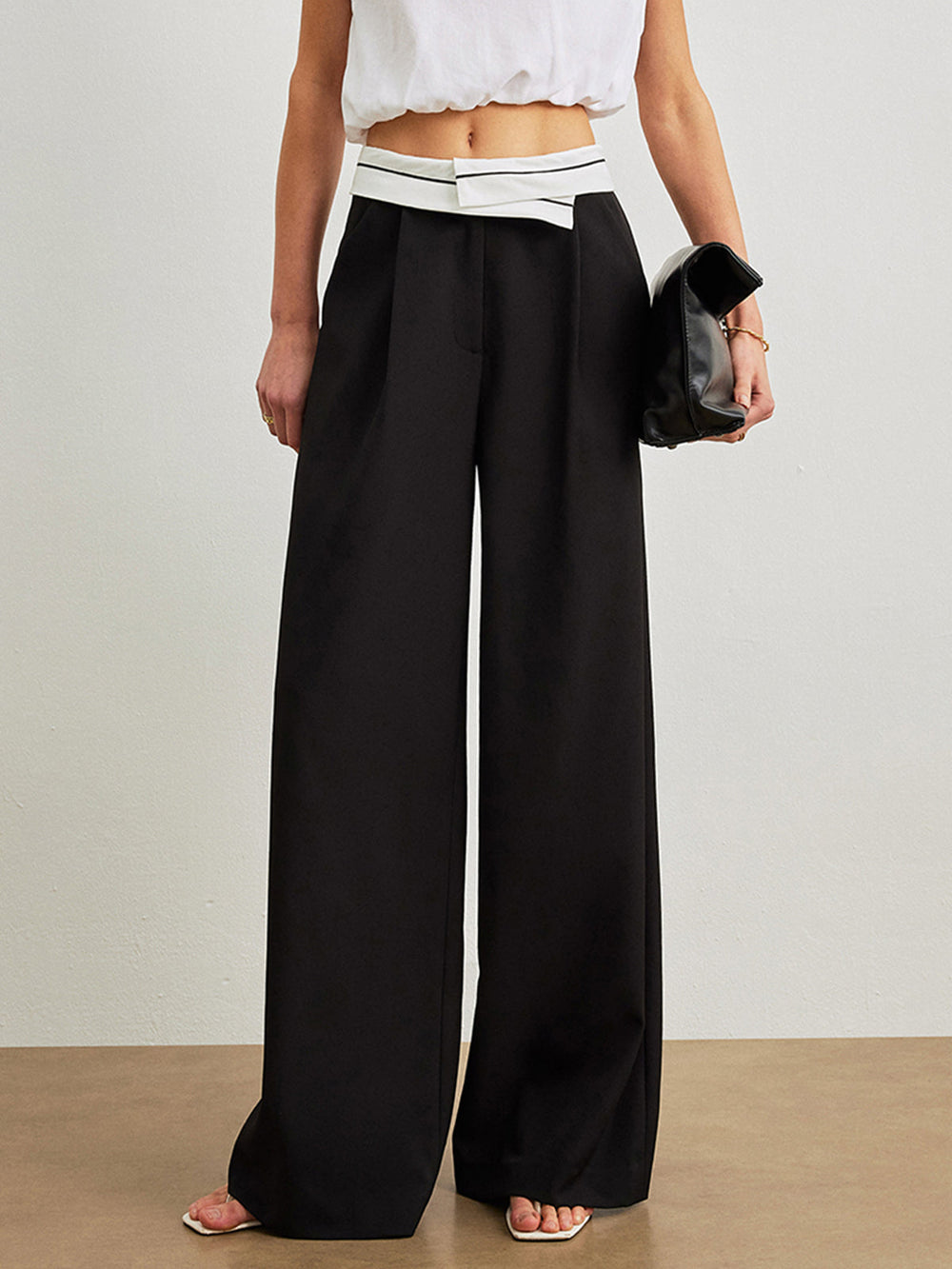 Mid-Waist Hose Mit Taschen & Kontrastbund