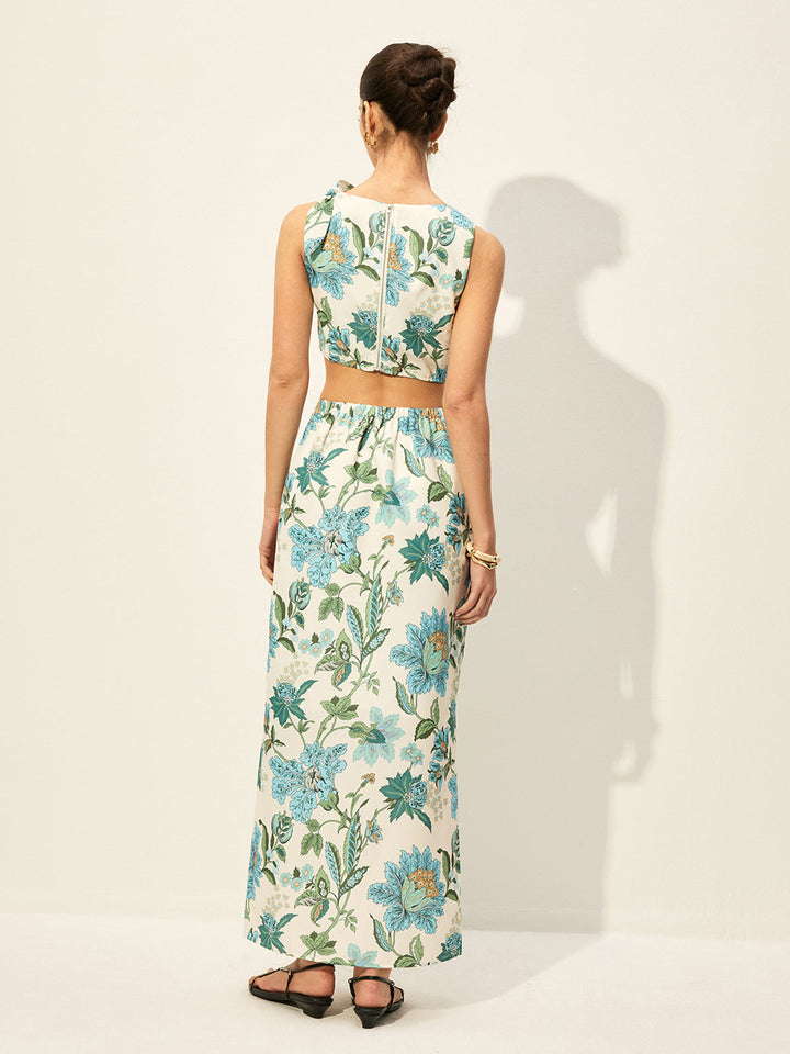 Kleid mit Blumenprint und Cut-Out