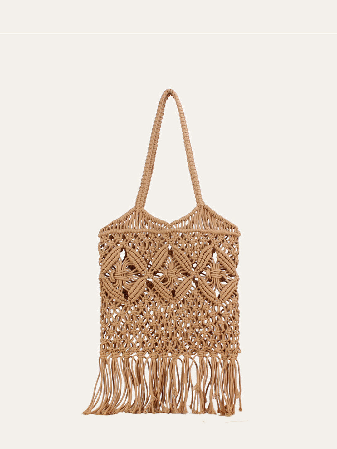 Tasche mit Quastendetails und Hohlhalm