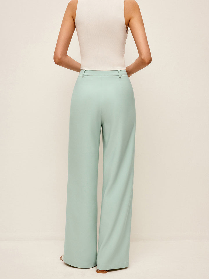 Mid-Waist Hosen mit weitem Bein ohne Gürtel