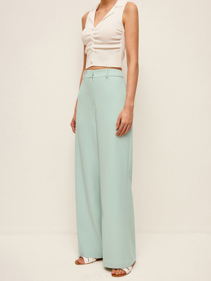 Mid-Waist Hosen mit weitem Bein ohne Gürtel
