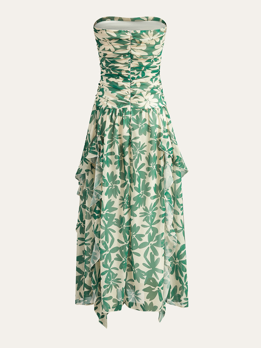 Blumenkleid mit Rüschenbesatz ohne Träger