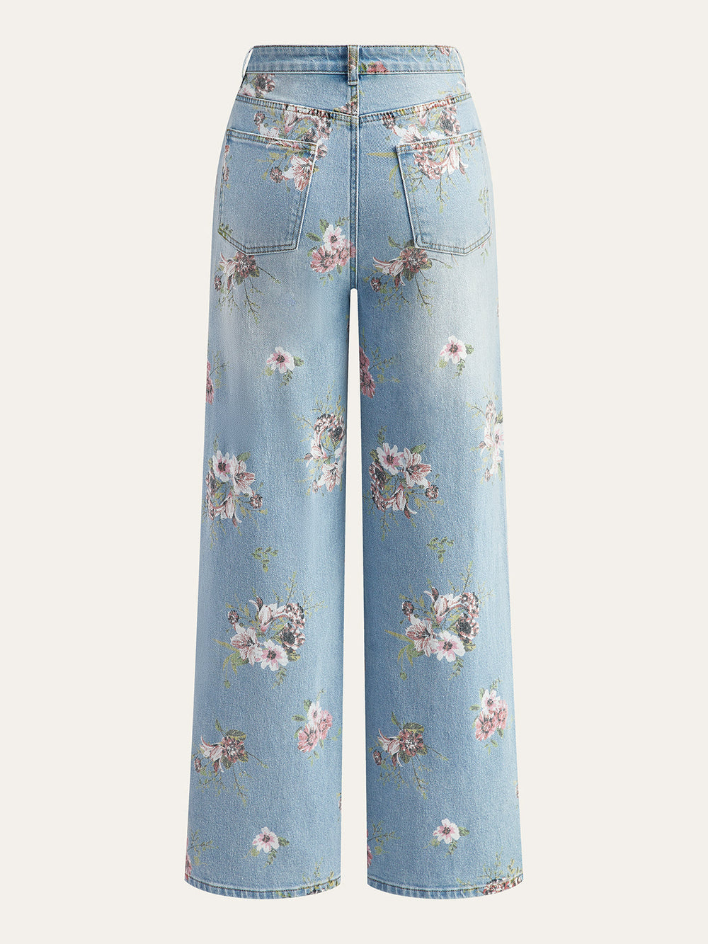 Blumenmuster Mid-Waist Jeanshose