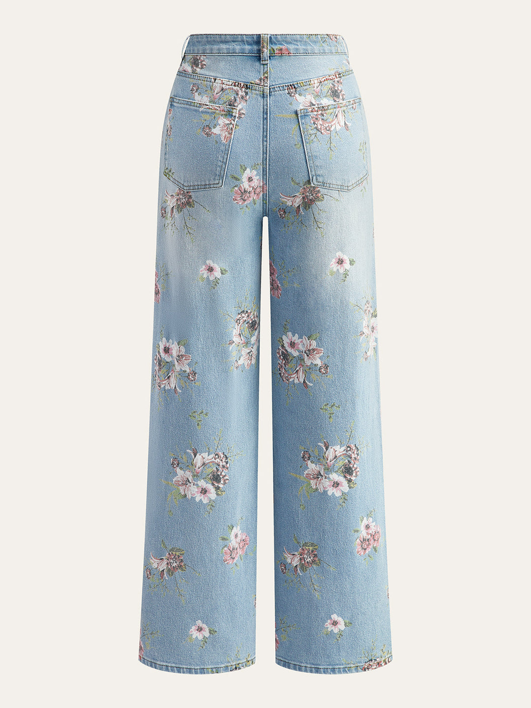 Blumenmuster Mid-Waist Jeanshose