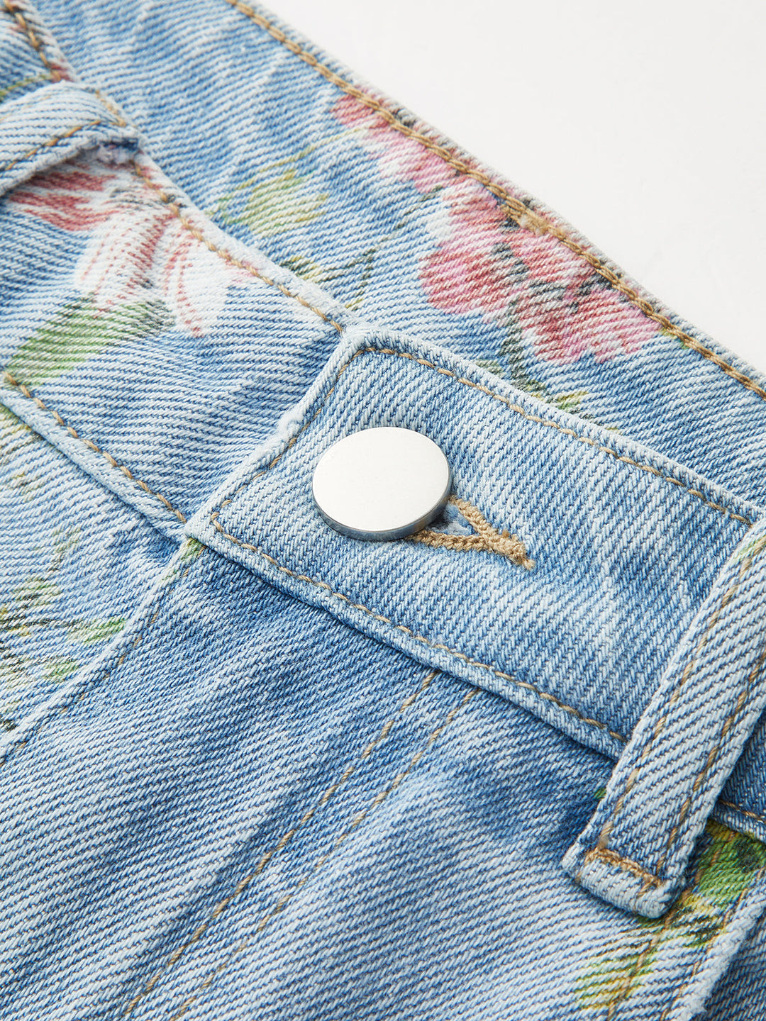 Blumenmuster Mid-Waist Jeanshose