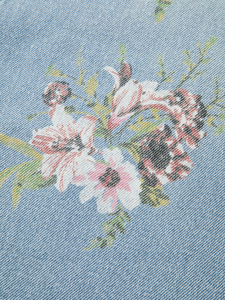 Blumenmuster Mid-Waist Jeanshose