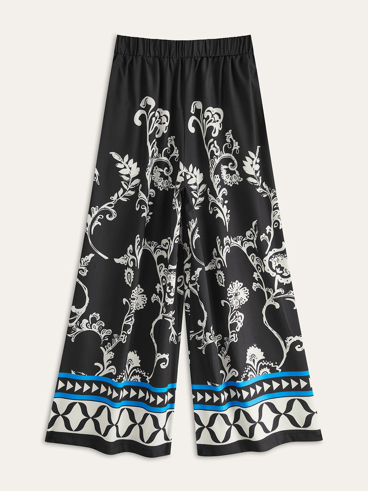 Übergroßer Hosenanzug mit Print und Reverskragen
