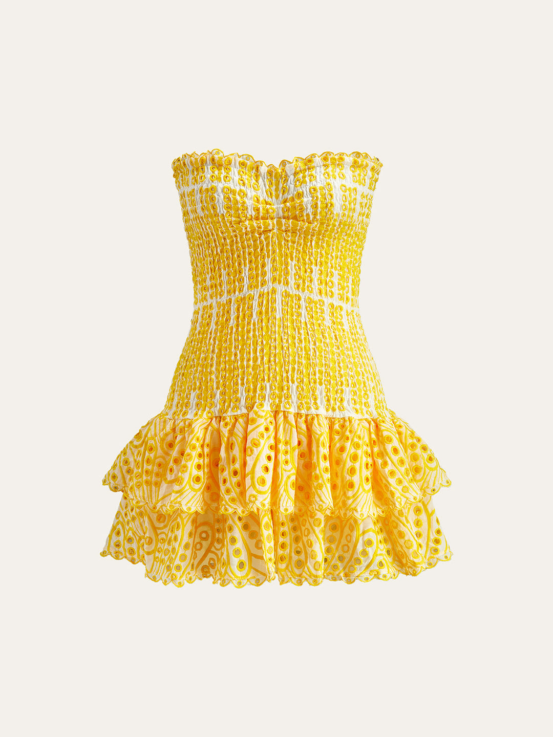 Baumwollkleid mit Herzienausschnitt und besticktem Saum