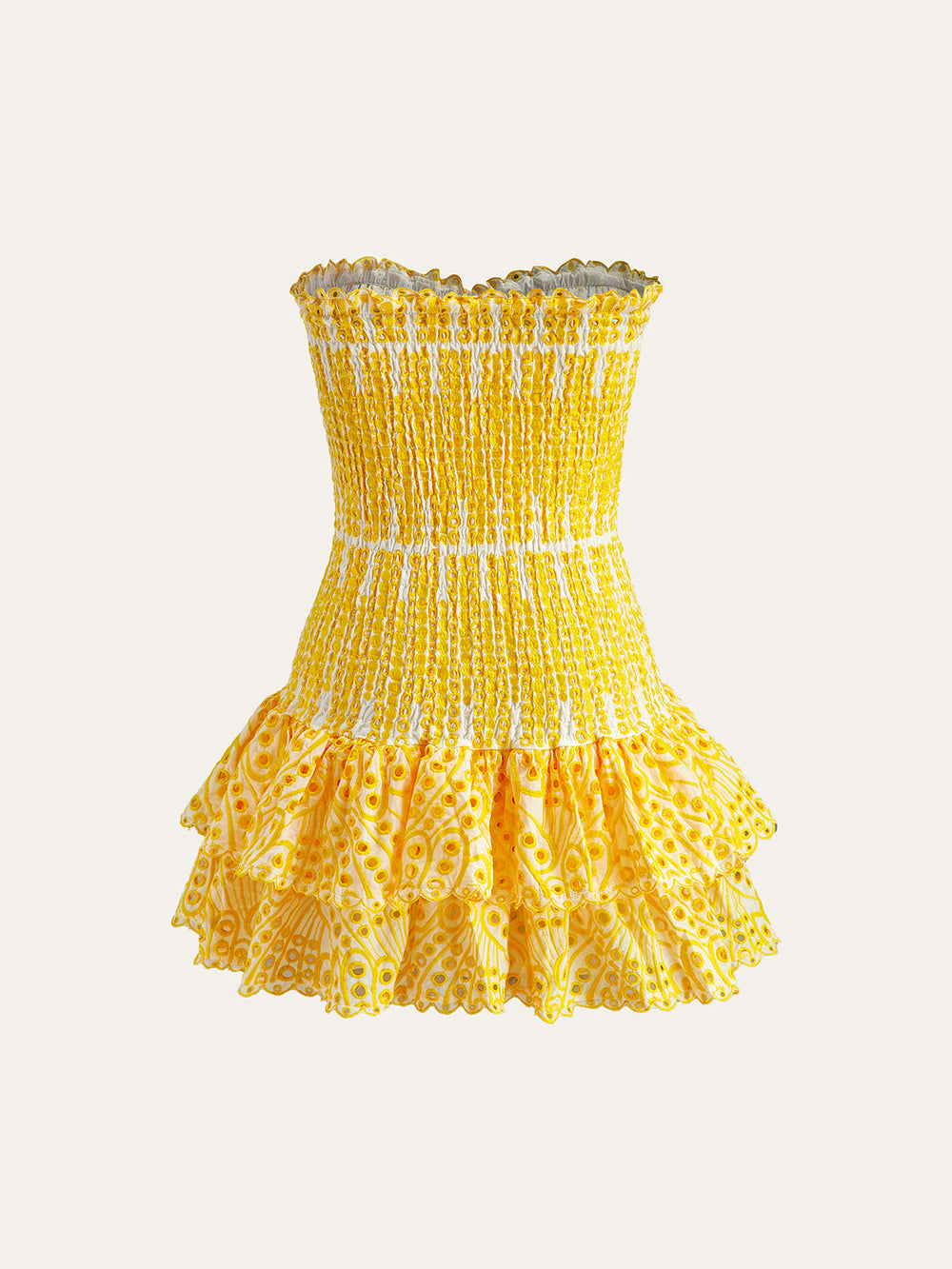 Baumwollkleid mit Herzienausschnitt und besticktem Saum