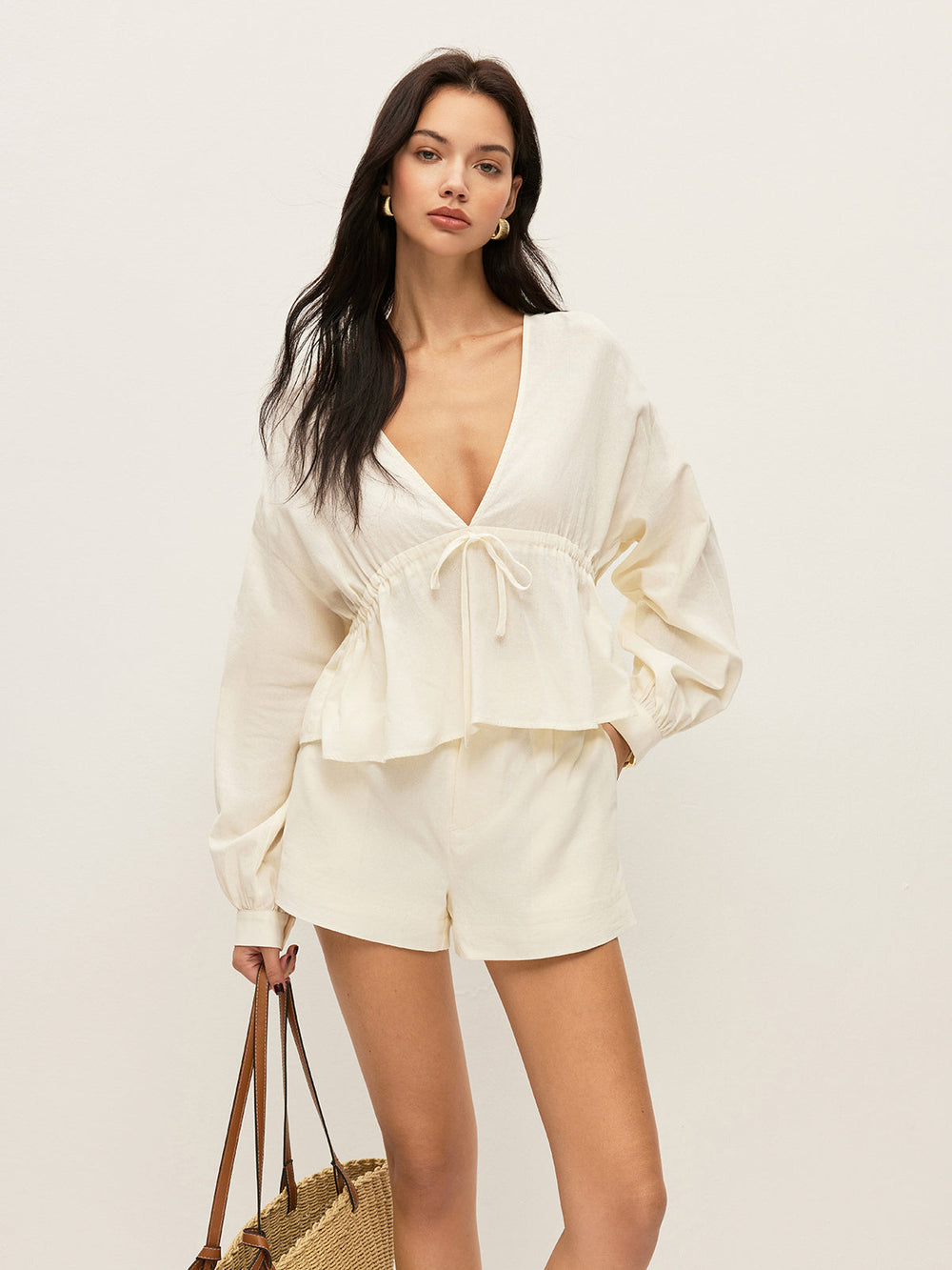 Baumwoll-Shorts-Set mit Taschen