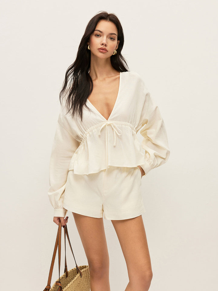 Baumwoll-Shorts-Set mit Taschen