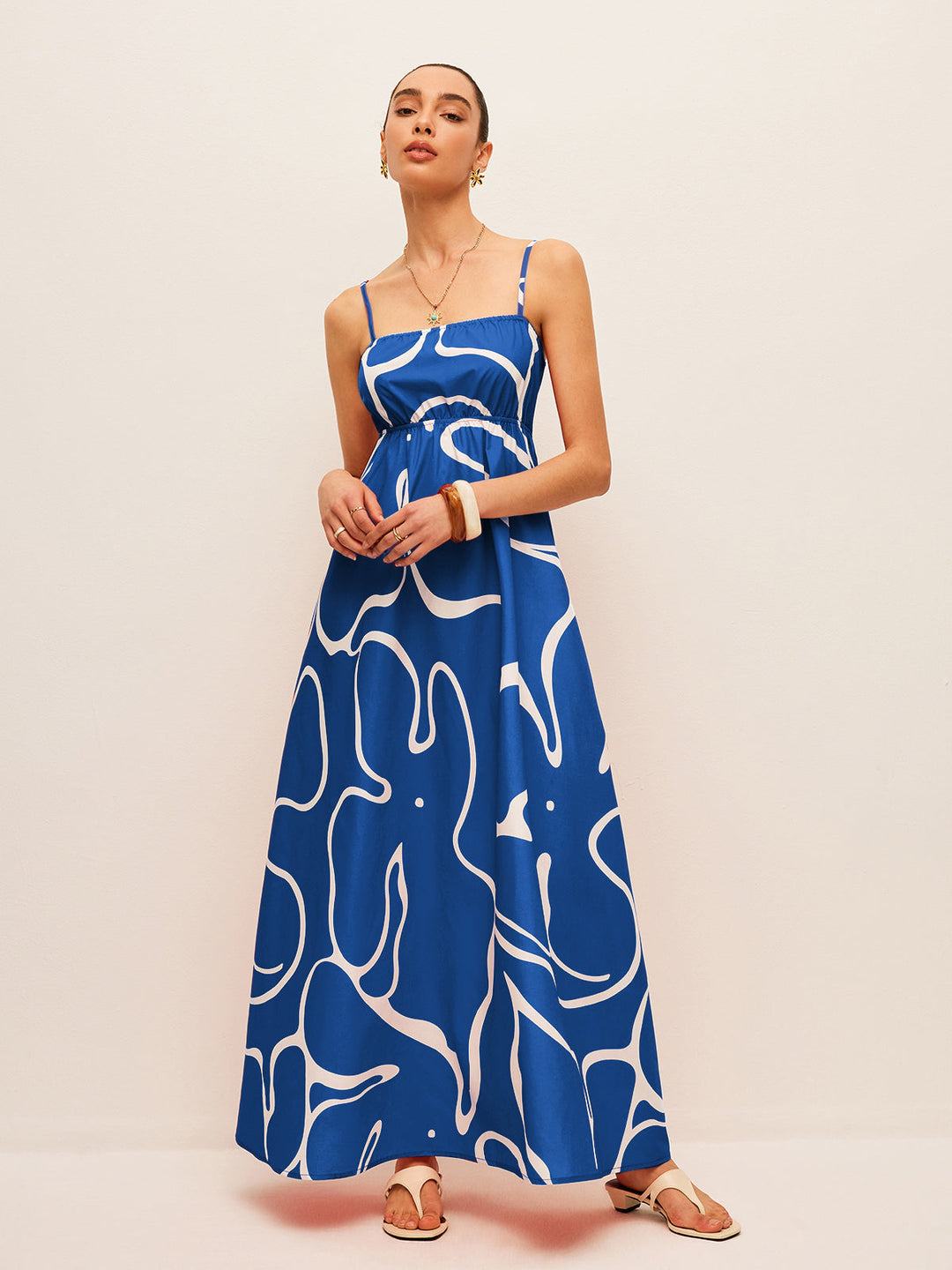 Bedrucktes Kleid mit Rückendetail und Bindung