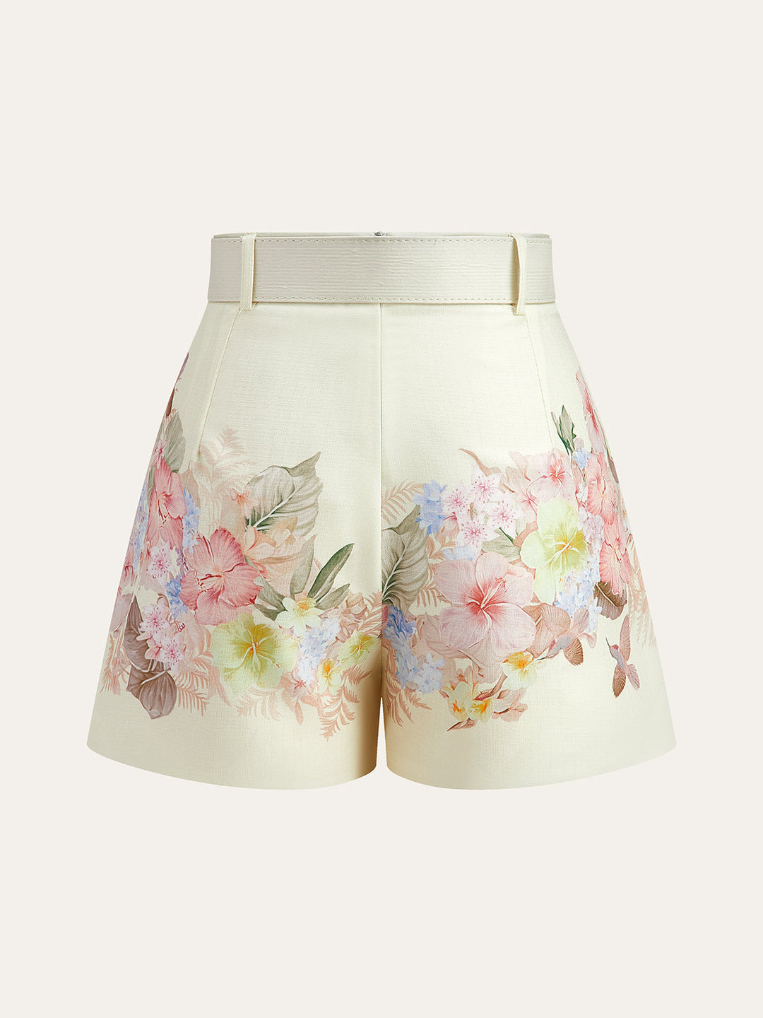 Florales Print-Shorts-Set mit Gürtel