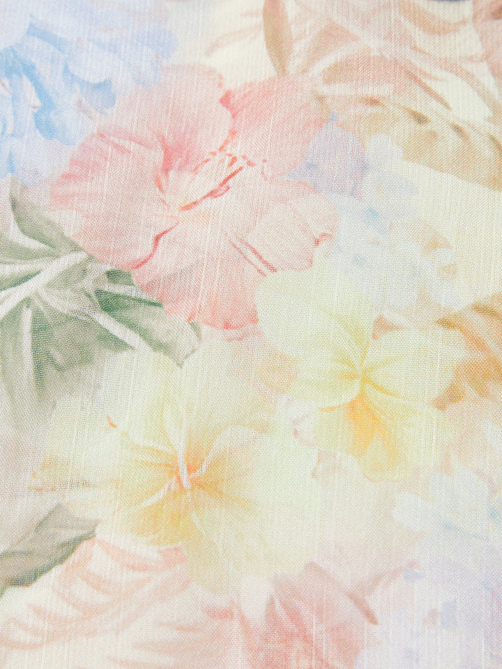 Florales Print-Shorts-Set mit Gürtel