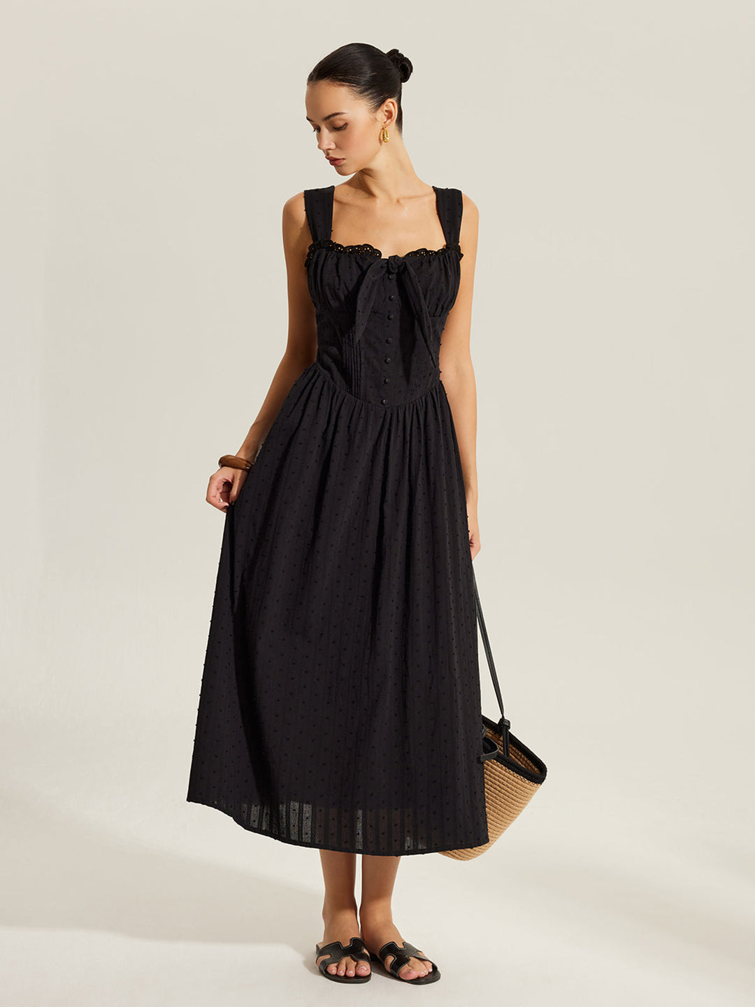 Kleid mit herzförmigem Ausschnitt aus Baumwolle