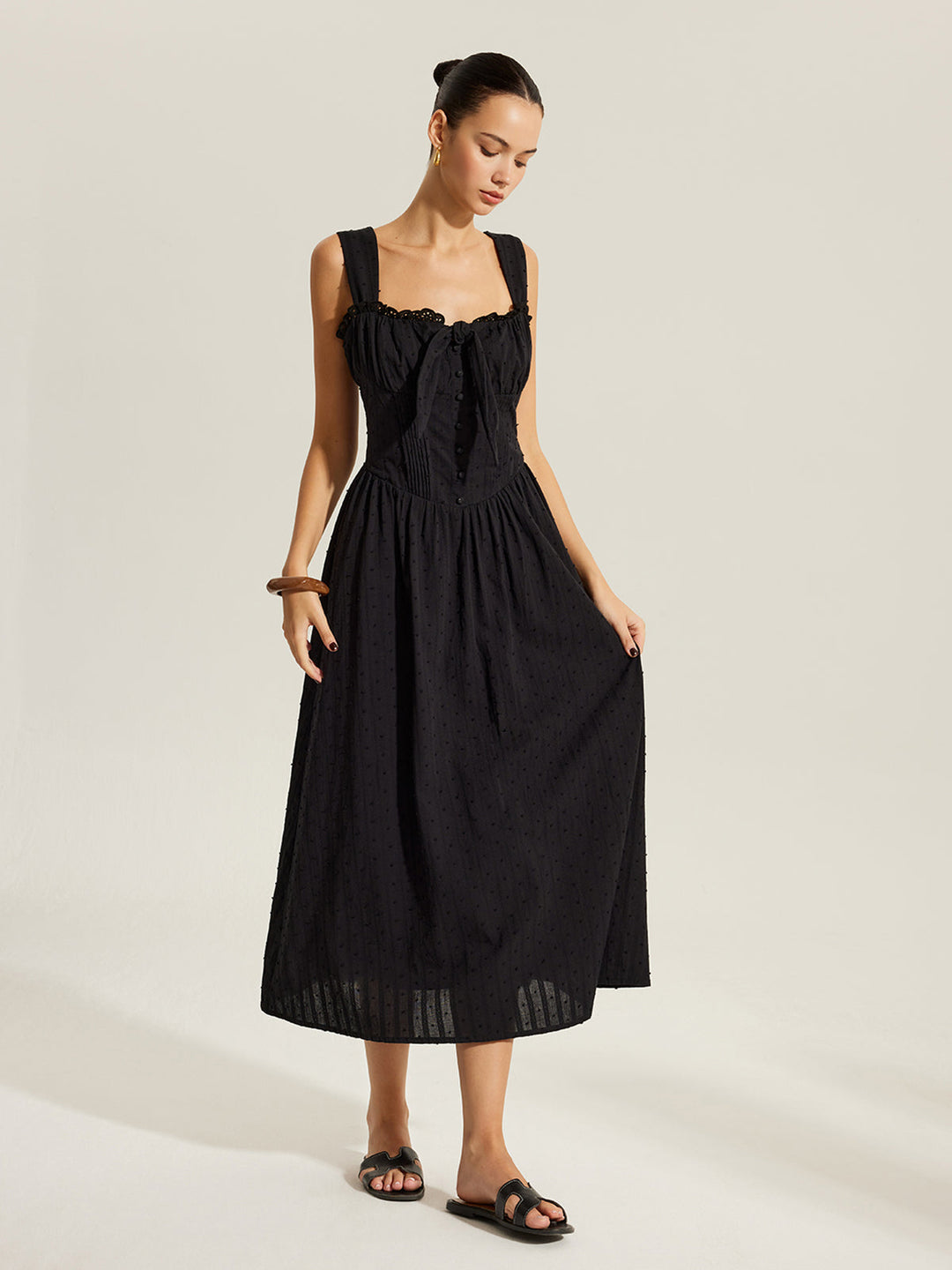 Kleid mit herzförmigem Ausschnitt aus Baumwolle