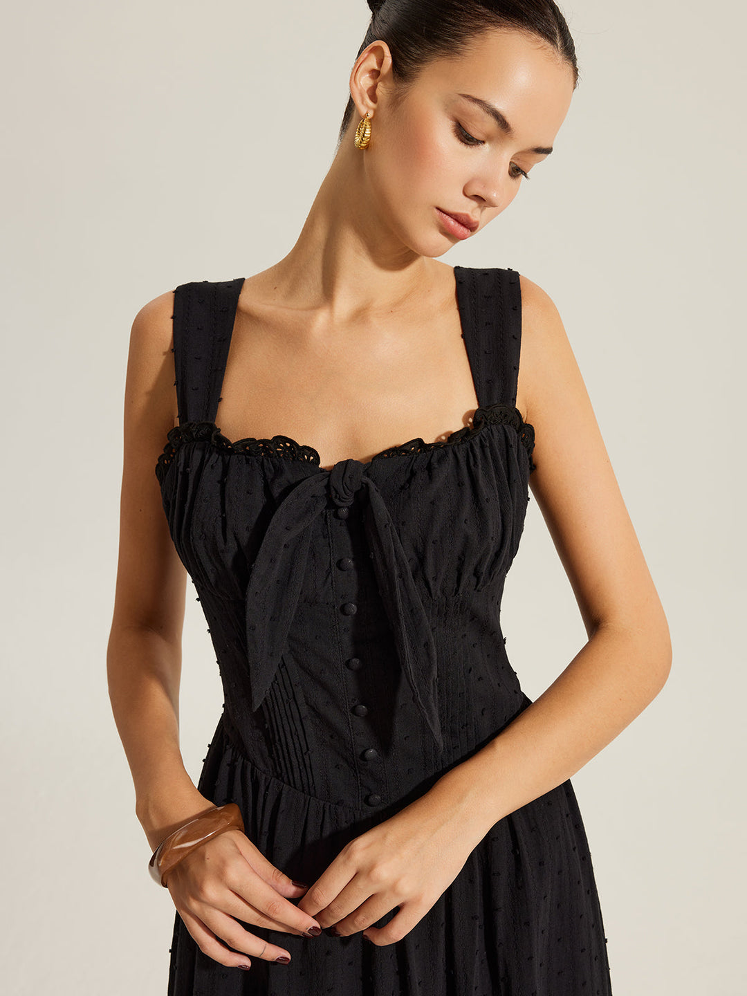 Kleid mit herzförmigem Ausschnitt aus Baumwolle