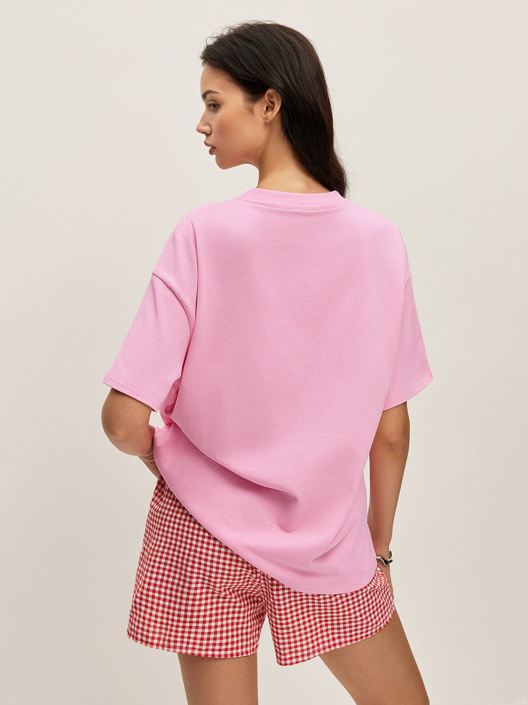 Baumwoll-T-Shirt mit Blumendruck und Oversized-Schnitt