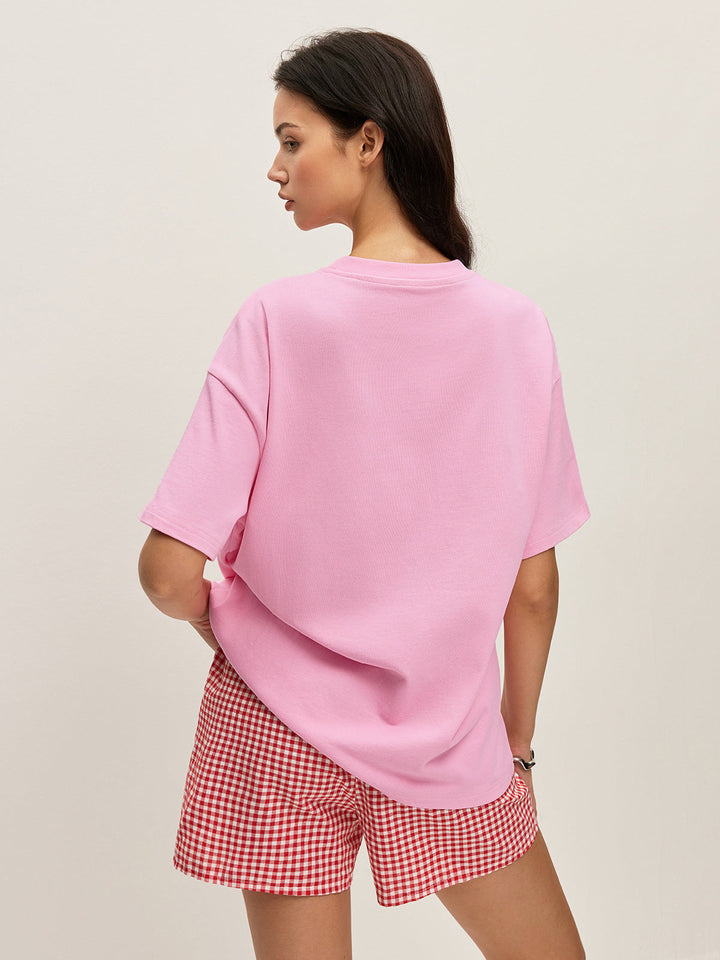 Baumwoll-T-Shirt mit Blumendruck und Oversized-Schnitt