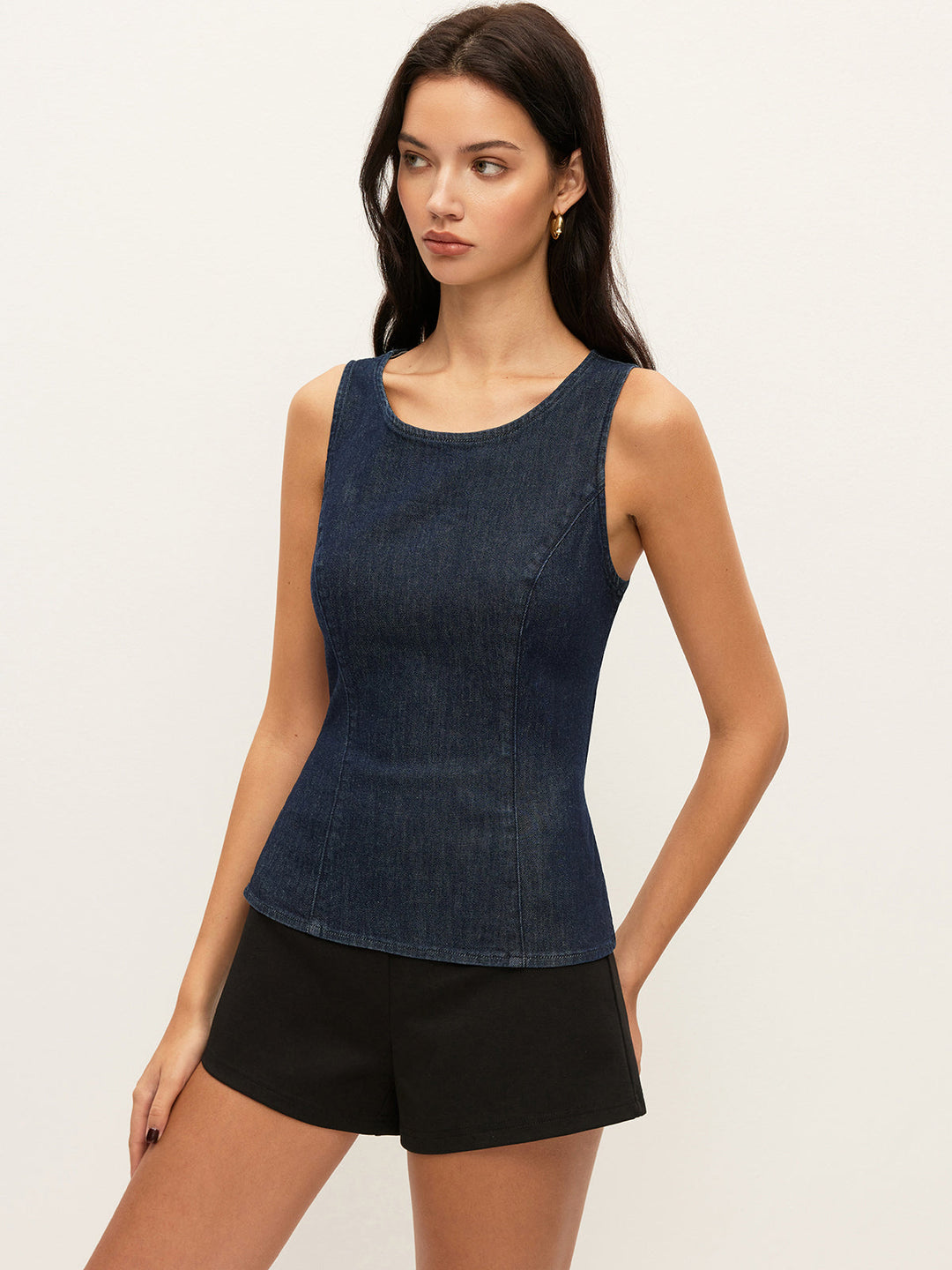 Rückenbindendes Denim-Oberteil